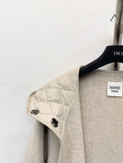 HERMES 25S KNIT HOODED COAT WITH SHEARLING TRIM 216