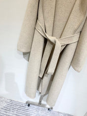 HERMES 25S KNIT HOODED COAT WITH SHEARLING TRIM 216
