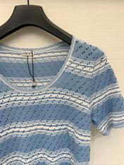 LOEWE 26S SHORT SLEEVE STRIPED KNIT TOP 524