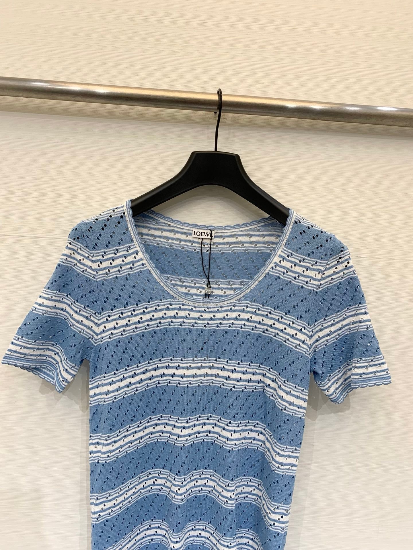 LOEWE 26S SHORT SLEEVE STRIPED KNIT TOP 524