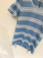 LOEWE 26S SHORT SLEEVE STRIPED KNIT TOP 524