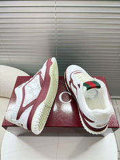 GUCCI 26S MAC80 SNEAKER IN WHITE AND RED LEATHER