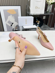 J'ADIOR SLINGBACK PUMP LIGHT PINK CALFSKIN AND EMBROIDERED FABRIC 10 CM