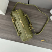 AMAZONA 23 CROPPED BAG IN OLIVE GREEN SOFT GRAINED CALFSKIN