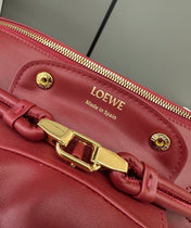 LOEWE 25S MADRID BAG 28 IN CHERRY RED CALFSKIN GOLD HARDWARE