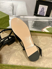 GG CRYSTALS SLINGBACK BALLET BLACK CALFSKIN