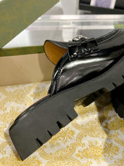 GG MULE WITH HORSEBIT GLOSSY BLACK CALFSKIN