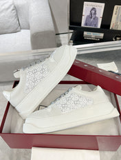 GG SCREENER SNEAKER WITH CRYSTALS IN IVORY BEIGE MIX RHINO GRAY CALFSKIN