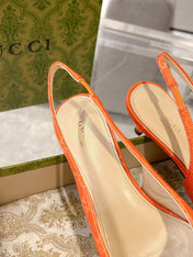 GG MID-HEELED SLINGBACK 4.5 CM IN ORANGE CANVAS