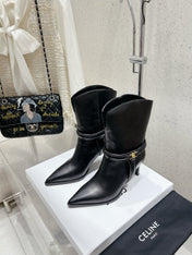 VERNEUIL ANKLE BOOT WITH TRIOMPHE IN BLACK CALFSKIN