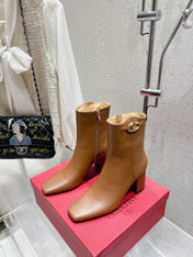 VLOGO SIGNATURE COPPER BROWN CALFSKIN ANKLE BOOT 75 MM
