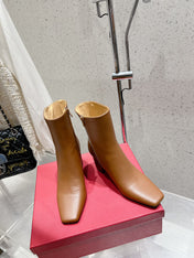 VLOGO SIGNATURE COPPER BROWN CALFSKIN ANKLE BOOT 75 MM