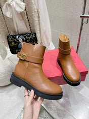 VLOGO SIGNATURE COPPER BROWN CALFSKIN ANKLE BOOT 30MM