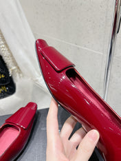 BALLERINA FLATS IN RUBY RED PATENT CALFSKIN