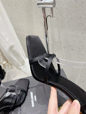 HIGH-HEEL 85 MM SANDAL MULE IN BLACK SILK