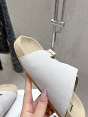 LOEWE 26S EASE SLIDE IN WHITE SUEDE