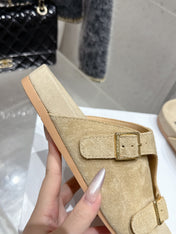 LOEWE 26S EASE SLIDE IN BEIGE SUEDE