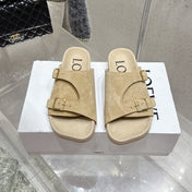 LOEWE 26S EASE SLIDE IN BEIGE SUEDE