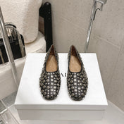 CELINE 26S FLAT SHOES IN BLACK CALFSKIN WITH METAL STUDS