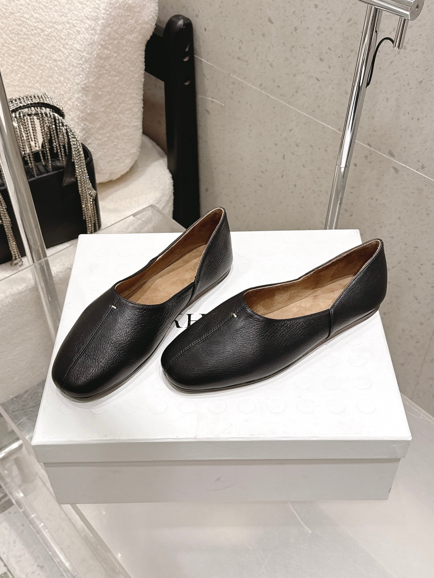 CELINE 26S FLAT SHOES IN BLACK LAMBSKIN
