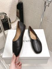 CELINE 26S FLAT SHOES IN BLACK LAMBSKIN