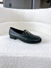 LOAFERS IN BLACK CALFSKIN HARDWARE WITH ROCK MIX CHAIN