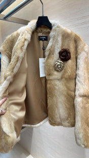 CHANEL 25S SNOW RABBIT FUR COAT 498