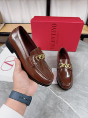 VALENTINO 26S LOAFERS IN BROWN CALFSKIN WITH GOLD HARDWARE