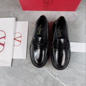 VALENTINO 26S PLATFORM LOAFERS IN BLACK CALFSKIN