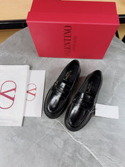 VALENTINO 26S PLATFORM LOAFERS IN BLACK CALFSKIN