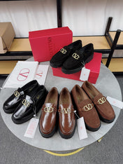 VALENTINO 26S LOAFERS IN BROWN GLOSSY CALFSKIN