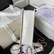 CHANEL 25S MINI FLAP BAG 22 IN WHITE CALFSKIN GOLD HARDWARE