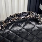CHANEL 25S FLAP BAG 19 IN BLACK CALFSKIN SILVER HARDWARE
