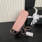 CHANEL 25S FLAP BAG 22 IN PINK CALFSKIN SILVER HARDWARE