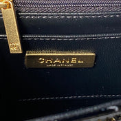 CHANEL 25S FLAP BAG 18 IN BLACK GLOSSY CALFSKIN