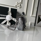 CHANEL 25S FLAP BAG 18 IN SILVER METALLIC CALFSKIN