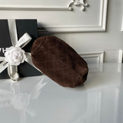 CHANEL 26S HAND BAG 24 IN DARK BROWN SUEDE