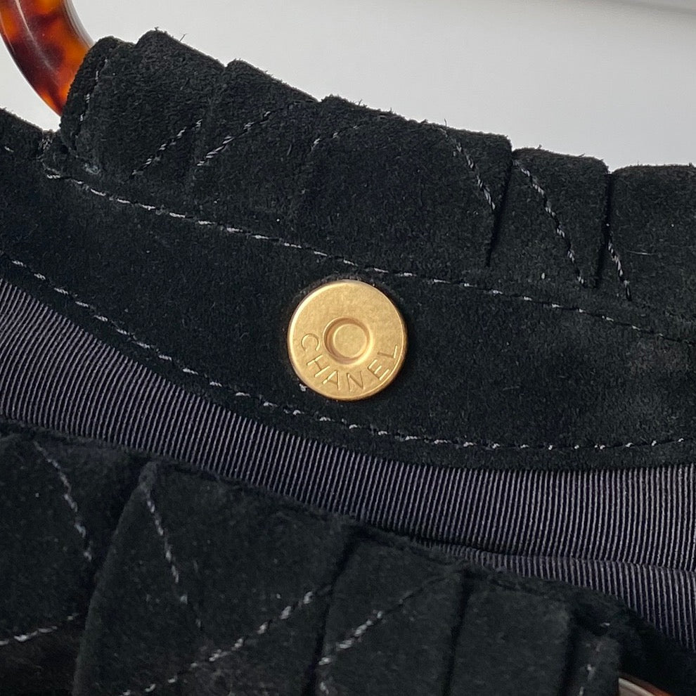 CHANEL 26S HAND BAG 32 IN BLACK SUEDE