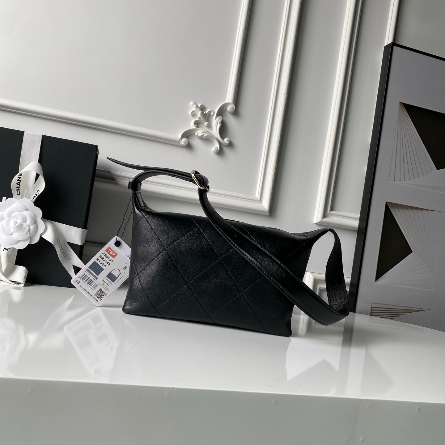 CHANEL 26S HOBO BAG 23 IN BLACK LAMBSKIN