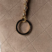 CHANEL 26S BUCKET SHOULDER BAG 27 IN TAUPE BROWN SUEDE AND CALFSKIN GOLD HARDWARE