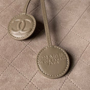 CHANEL 26S BUCKET SHOULDER BAG 27 IN TAUPE BROWN SUEDE AND CALFSKIN GOLD HARDWARE