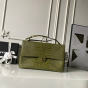 CHANEL 26S CC LOGO SHOULDER BAG 39 IN OLIVE GREEN CROCODILE-EMBOSSED CALFSKIN GOLD HARDWARE