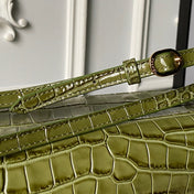 CHANEL 26S CC LOGO SHOULDER BAG 39 IN OLIVE GREEN CROCODILE-EMBOSSED CALFSKIN GOLD HARDWARE
