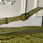 CHANEL 26S CC LOGO SHOULDER BAG 32 IN OLIVE GREEN CROCODILE-EMBOSSED CALFSKIN GOLD HARDWARE