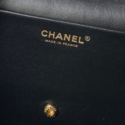 CHANEL 26S CLASSIC FLAP MEDIUM 39 IN BLACK QUILTED SUEDE AND CALFSKIN GOLD HARDWARE