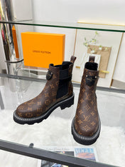 LV WOMEN'S SHORT BOOTS IN CHOCOLATE BROWN MONOGRAM CALFSKIN