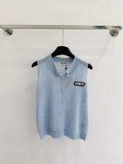 MIUMIU 26S SLEEVELESS KNIT POLO TOP STYLE 1069