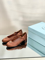 PRA NAPPA MARY JANE PUMPS BROWN SATIN
