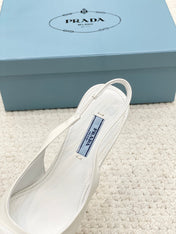 PRA BRUSHED LEATHER SLINGBACK PUMPS 75 WHITE