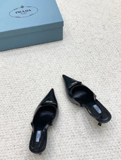 PRA BRUSHED LEATHER SLINGBACK PUMPS 75 BLACK